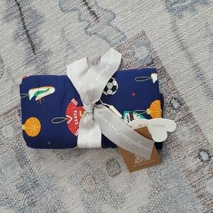NWT Angel Dear Baby Boy Blue Sports Ornaments Swaddling Blanket Christmas